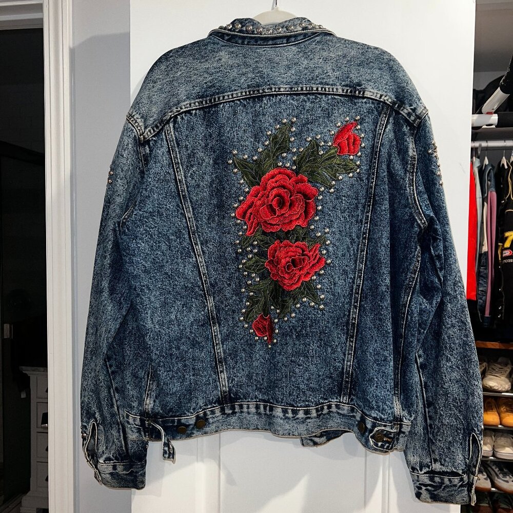 Embroidered & Studded Retro Jean Jacket